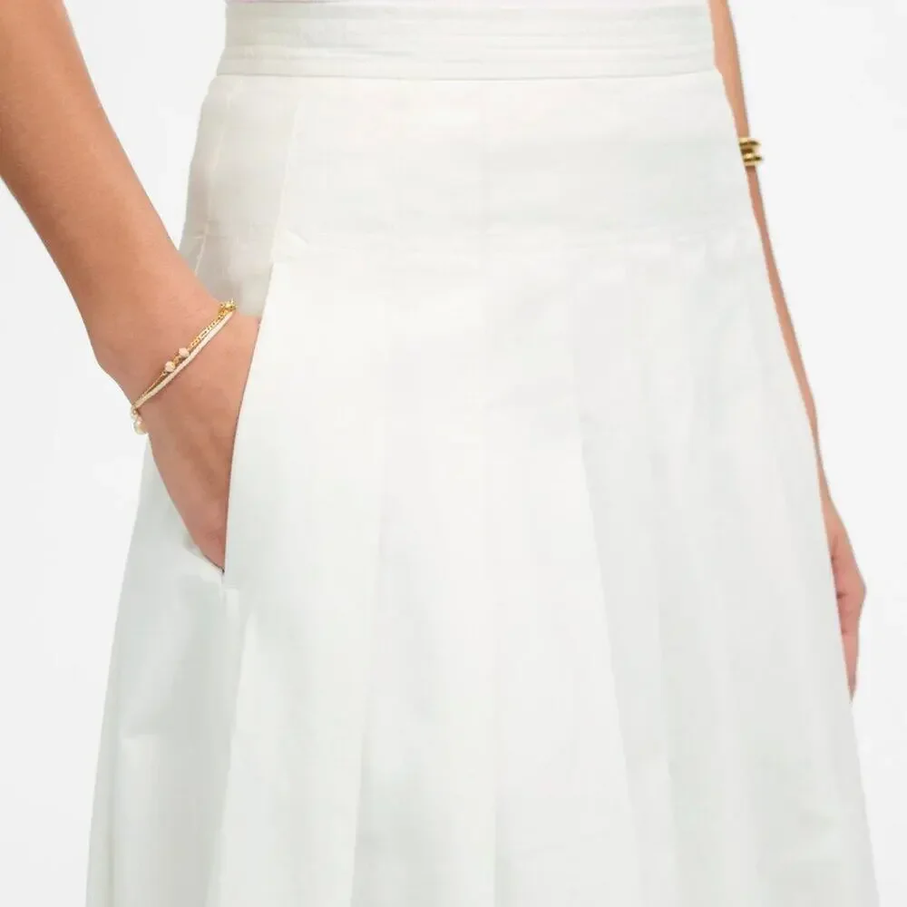 NWT Madewell Gemma Pleated Midi Skirt Cotton Poplin Size 12 - Picture 5 of 6